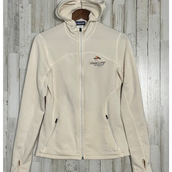 Patagonia Tops - Patagonia Hoodie Sweatshirt Small Beige Polartec Power Dry Fleece Lined Jacket